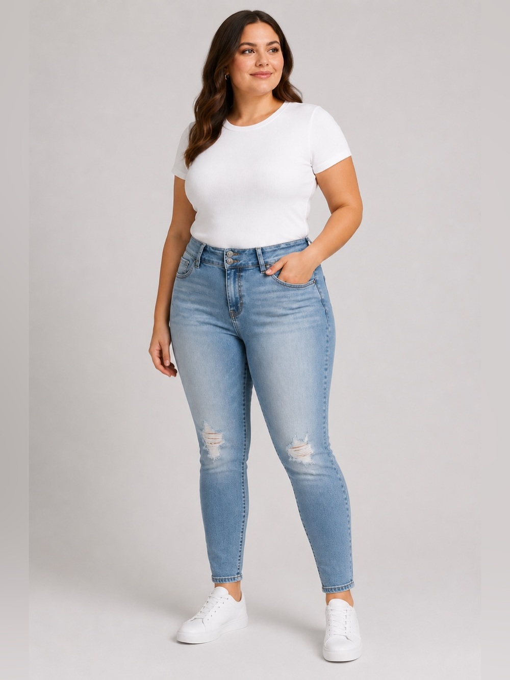 Torrid Premium Denim  Size 12R Skinny Distressed Light Wash Stretch